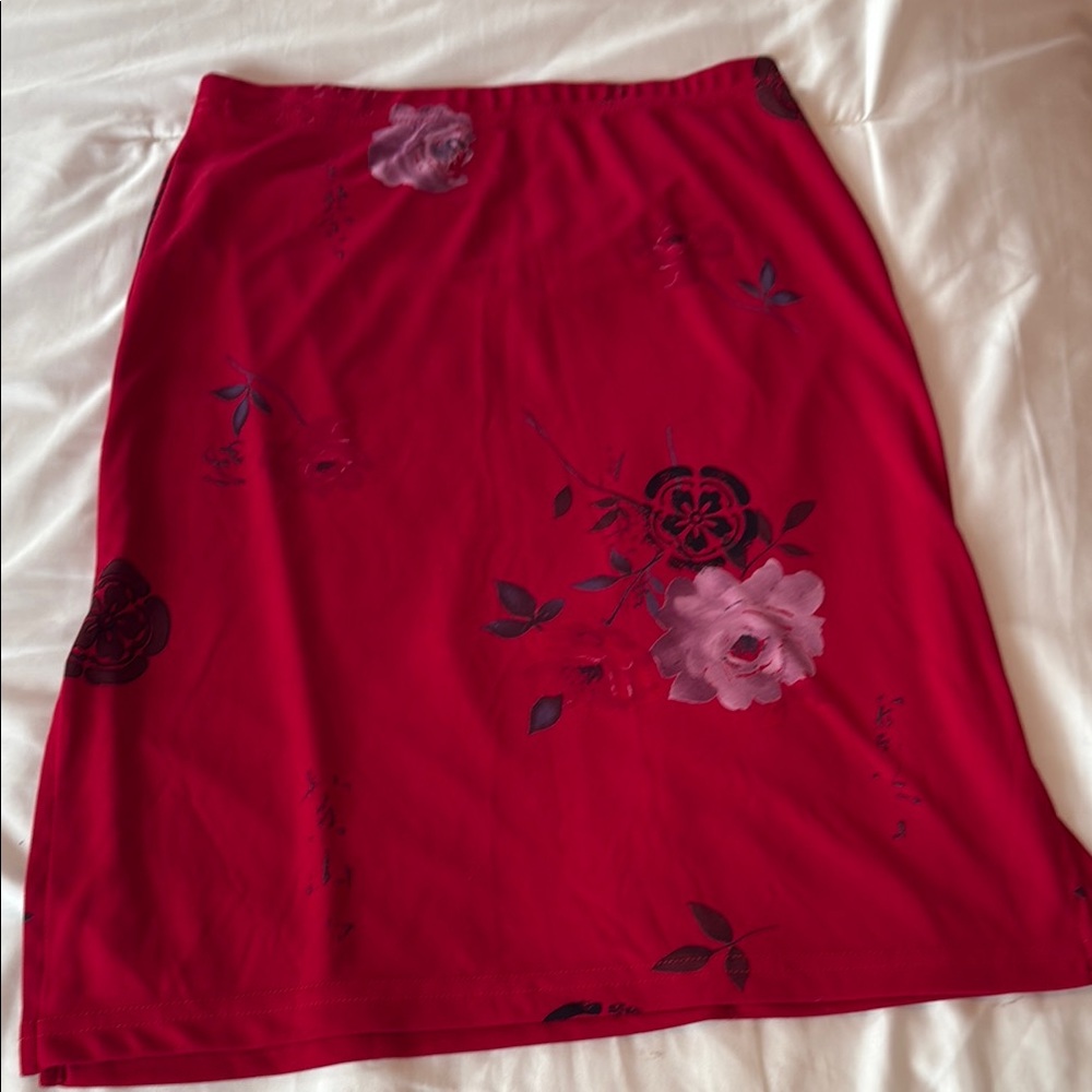 SOLD - Floral Red Skirt